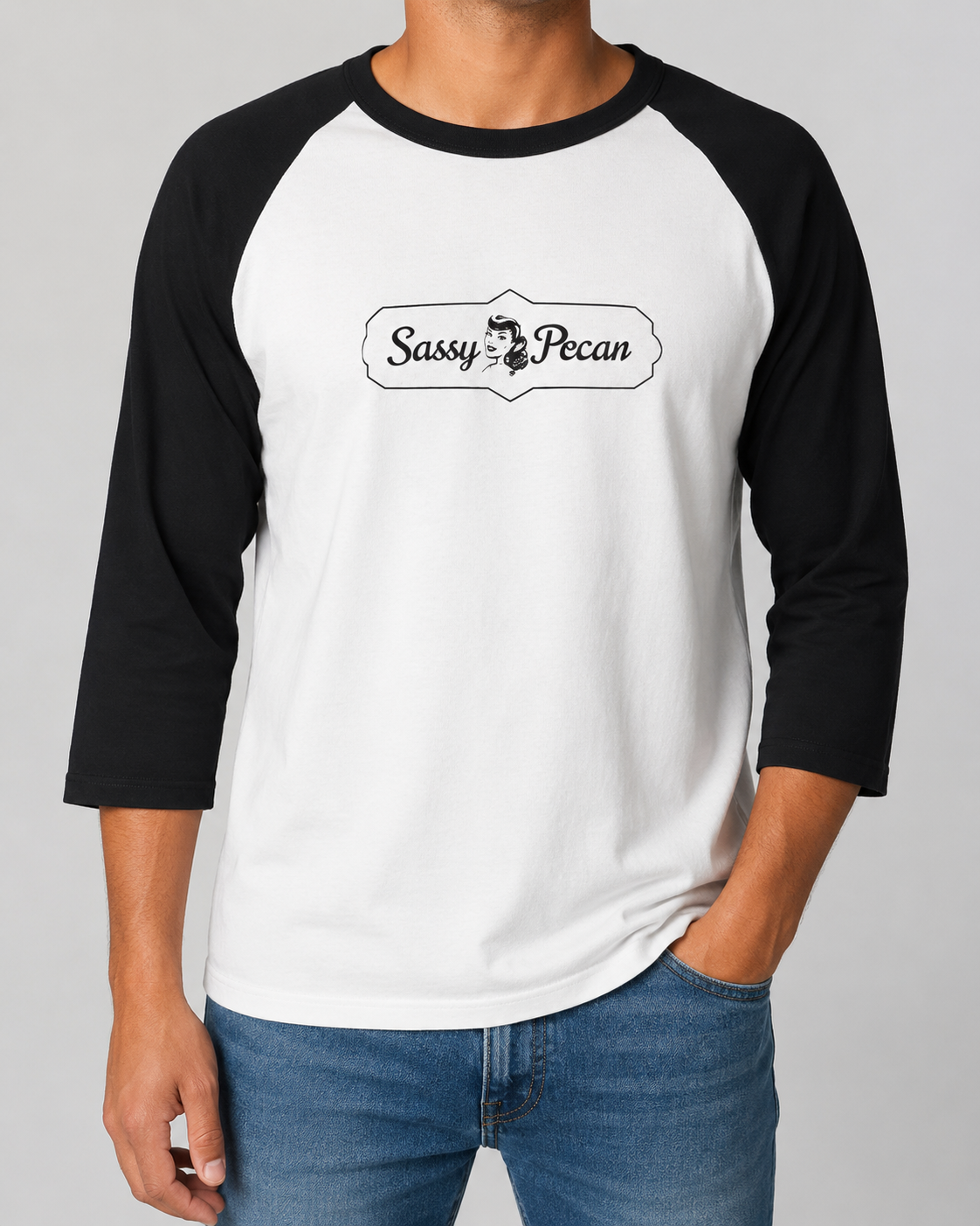 I Got Sticky From My Doohickey — white/jet black 3/4-sleeve raglan